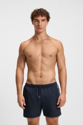 Swim shorts with foil-print logo, Dark Blue