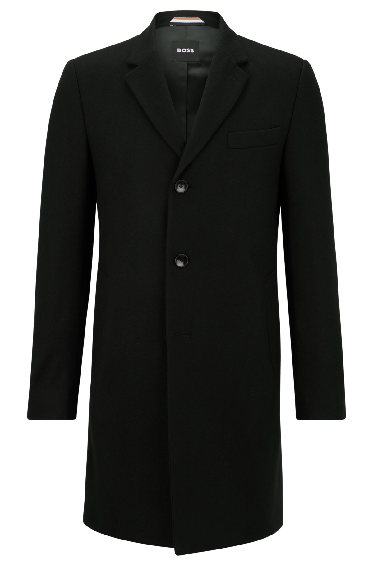 BOSS - Slim-fit coat in a virgin-wool blend