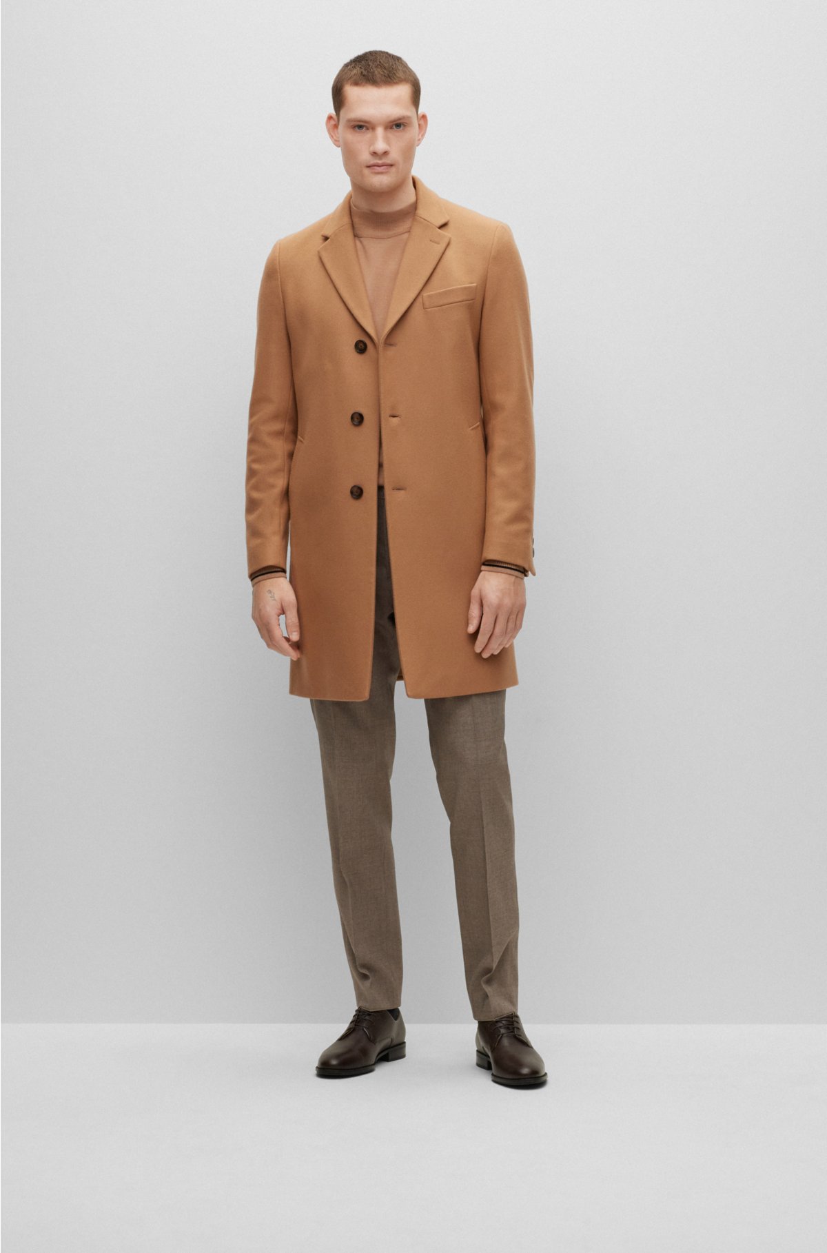 BOSS Slim-fit coat in a virgin-wool blend