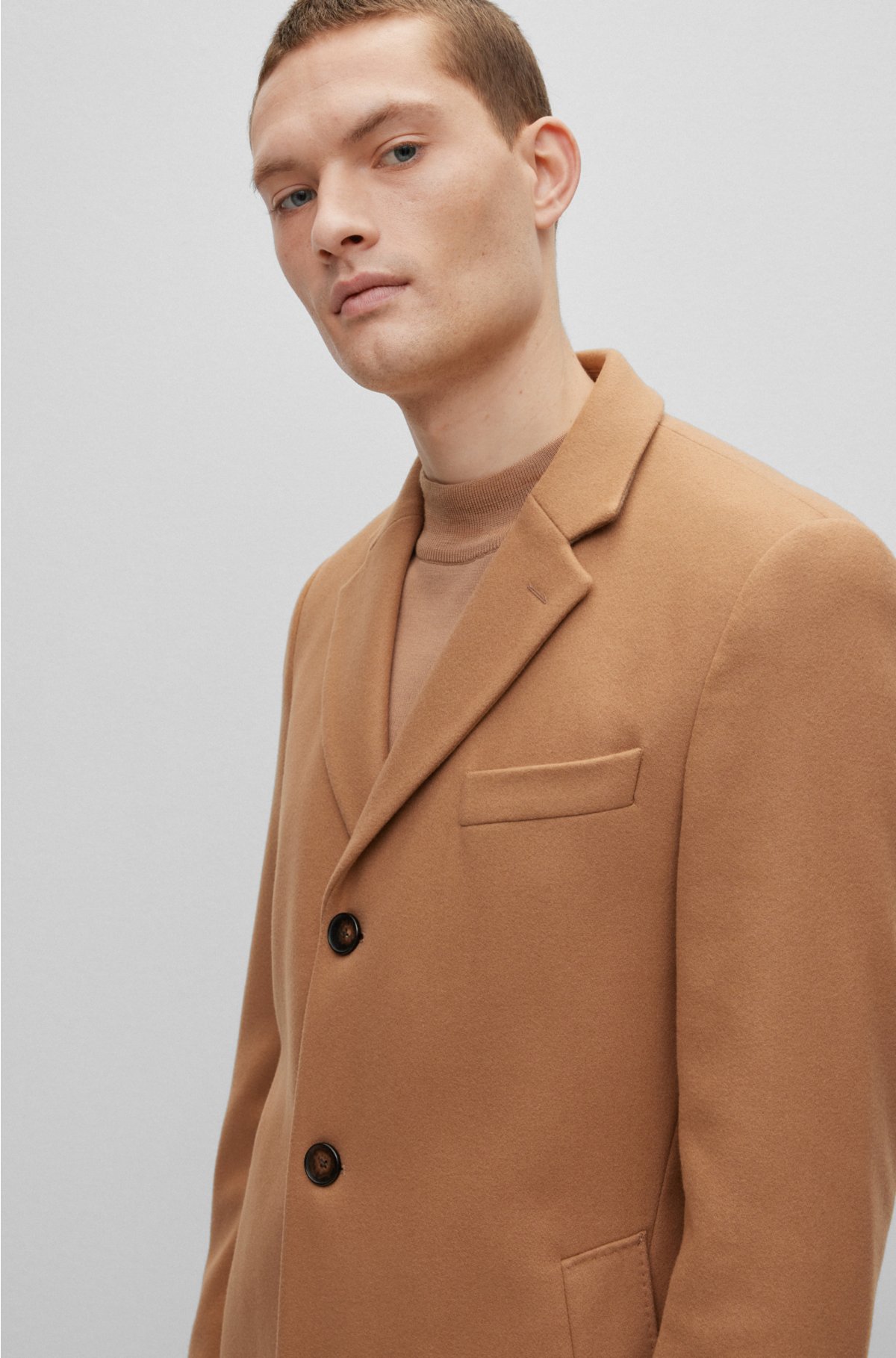 H&M Men's Double-Breasted Wool-Blend Coat