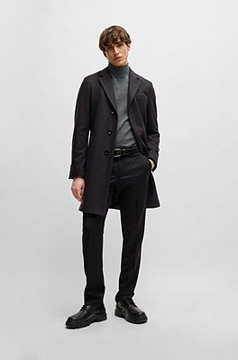 Slim-fit coat in a virgin-wool blend