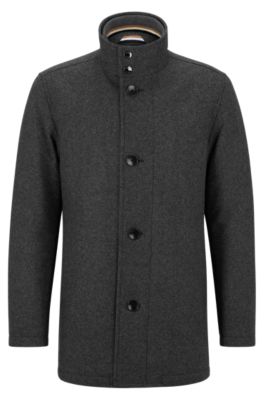 BOSS Regular fit coat in a melange wool blend