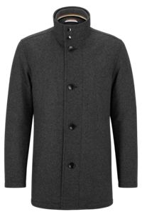 Regular-fit coat in a melange wool blend, Light Grey