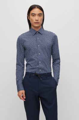 BOSS - Slim-fit shirt in printed performance-stretch jersey