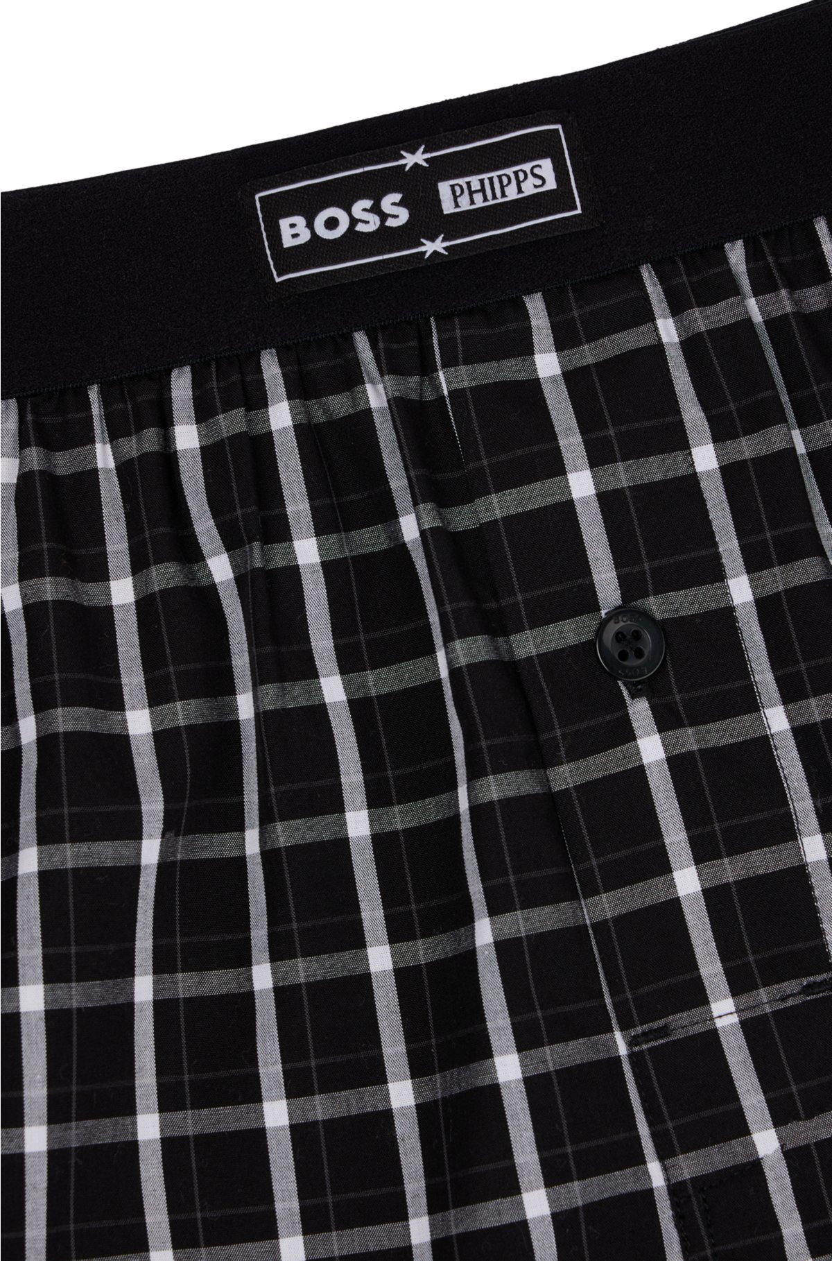 BOSS - Cotton-poplin pyjama bottoms with check pattern