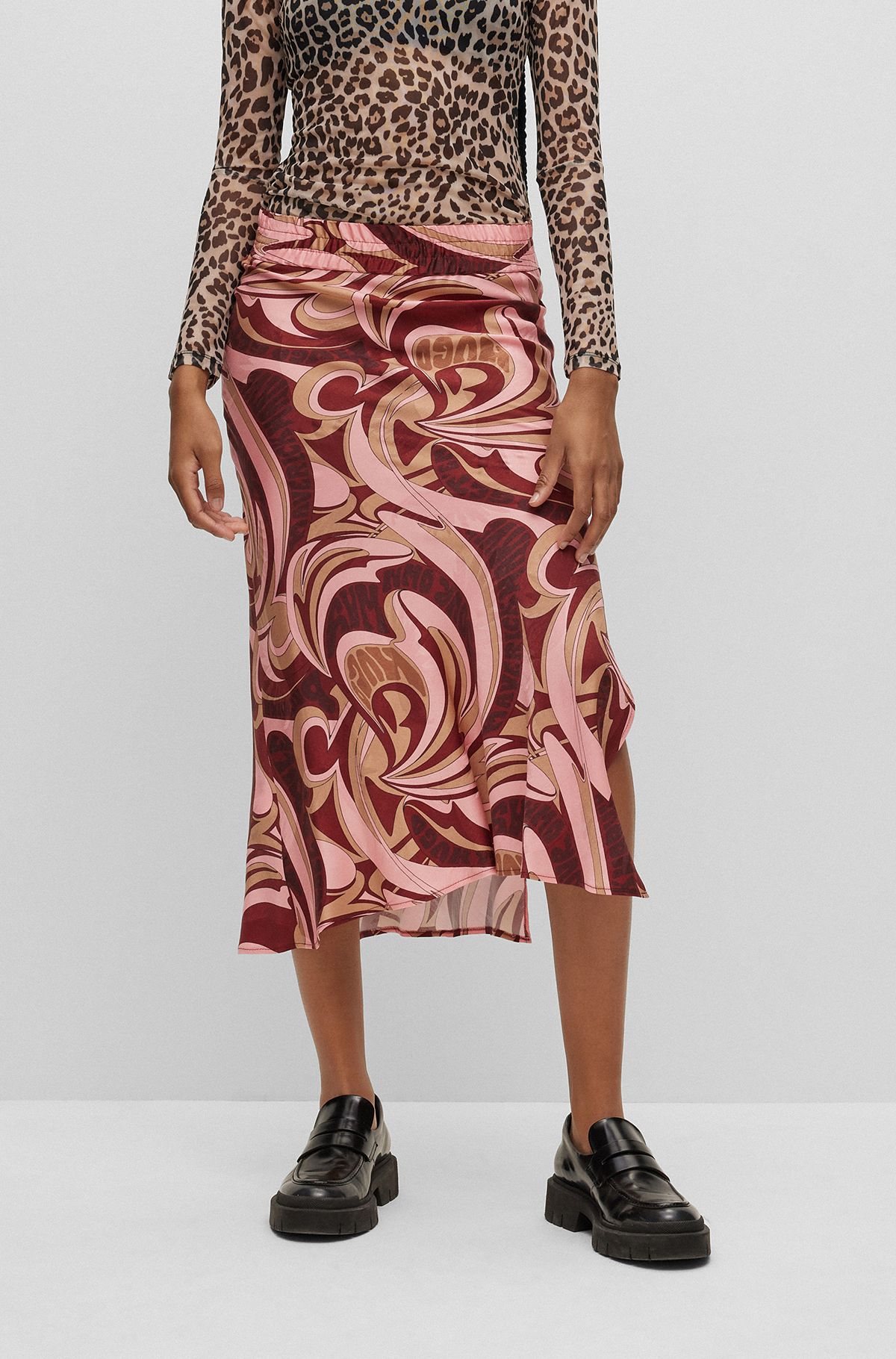 A-line regular-fit midi skirt with seasonal print, Patterned