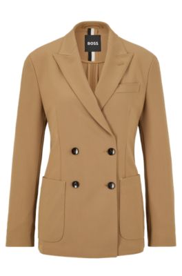Hugo Boss Unisex Double-breasted Jacket In Virgin Wool In Beige