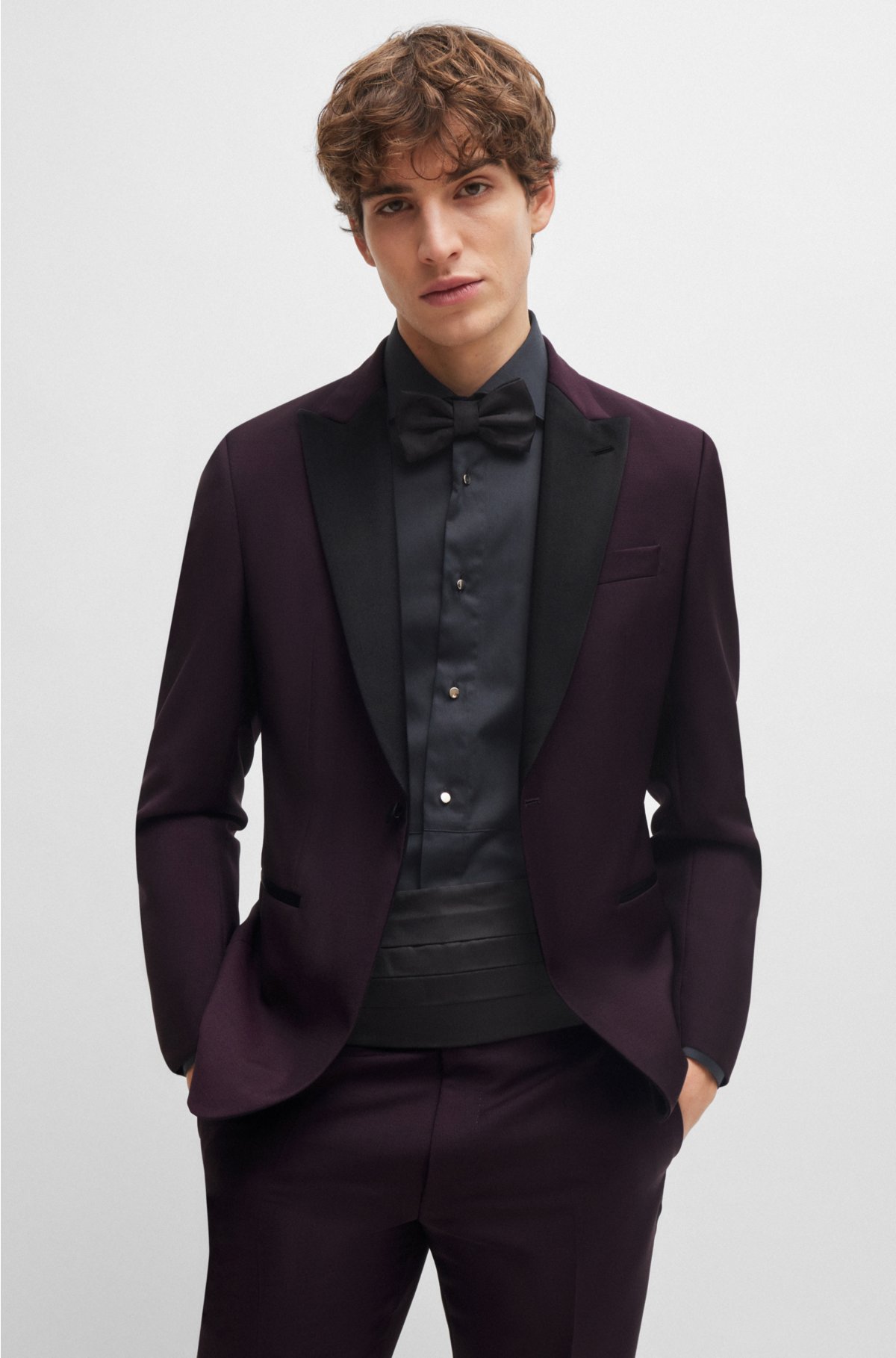 BOSS - Slim-fit tuxedo in Italian virgin wool and mohair