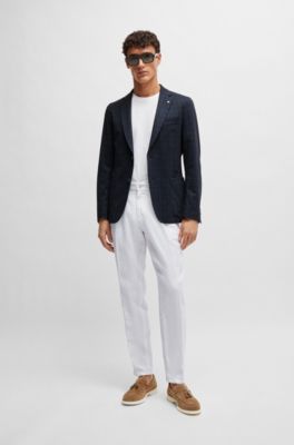 BOSS - Slim-fit jacket in checked stretch cloth