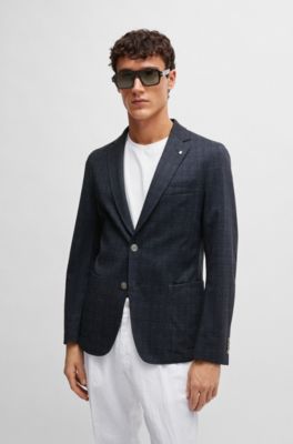 BOSS - Slim-fit jacket in checked stretch cloth