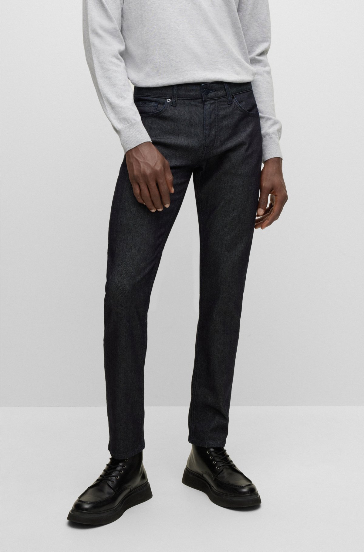 BOSS - Slim-fit jeans in comfort-stretch denim with cashmere