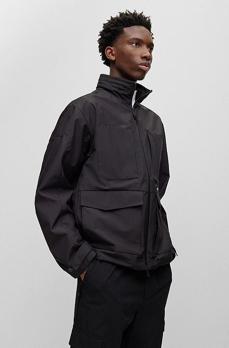 Water-repellent jacket in ripstop fabric with reflective element, Black