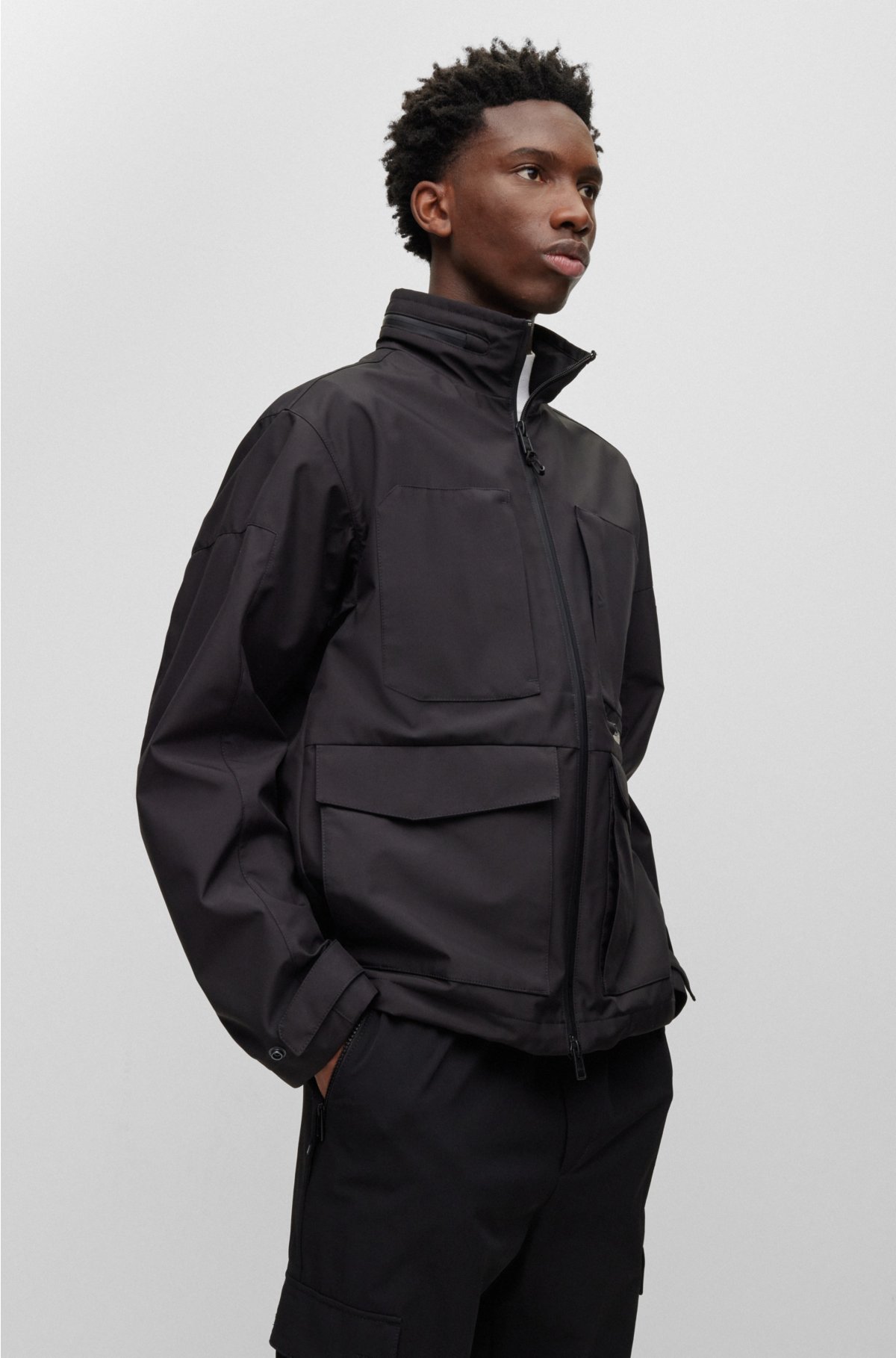 BOSS - Water-repellent regular-fit jacket with partial padding