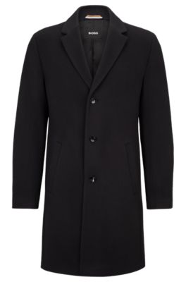 BOSS - Wool-blend coat with full lining