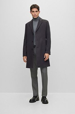 BOSS - Wool-blend coat with full lining