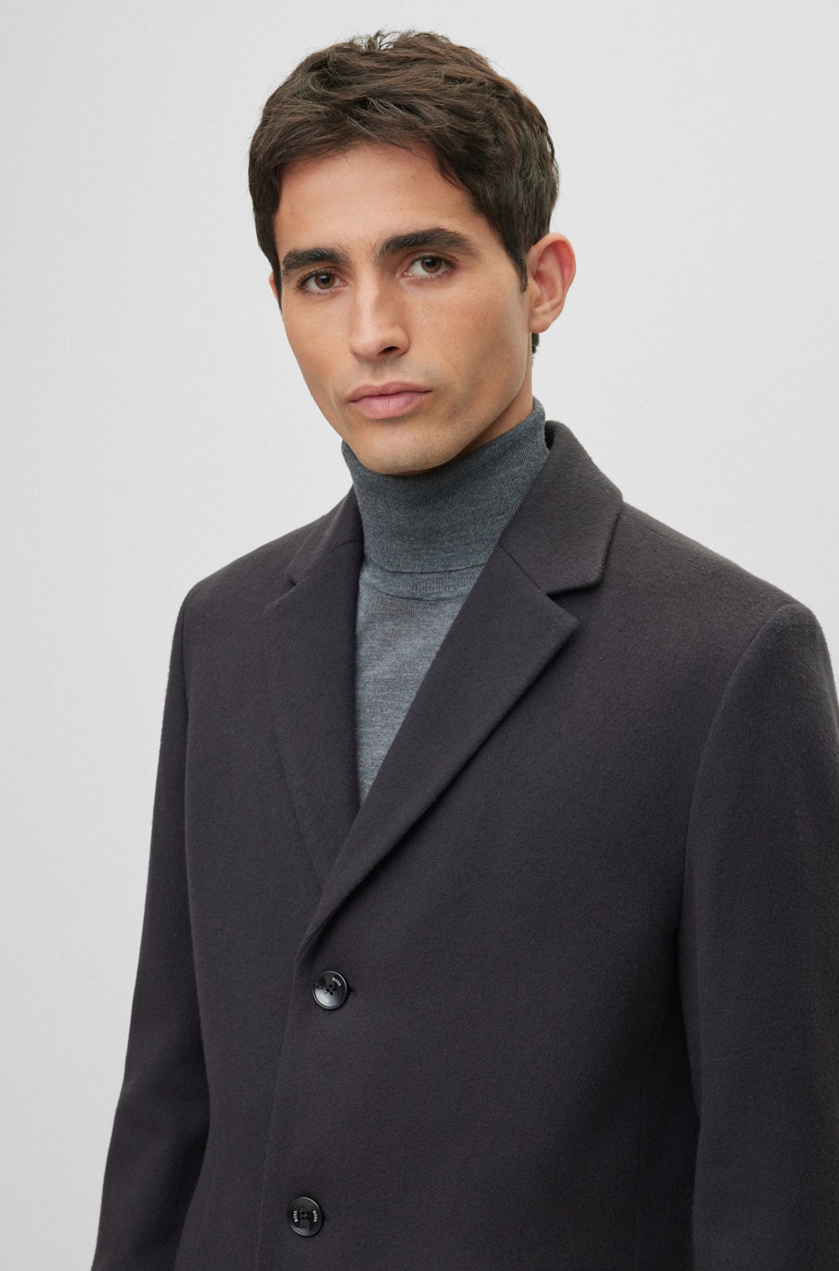BOSS - Wool-blend coat with full lining