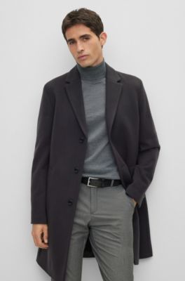 BOSS - Wool-blend coat with full lining