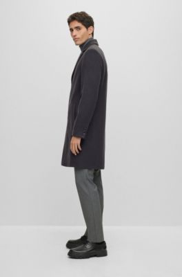 BOSS - Wool-blend coat with full lining