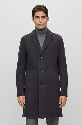 Wool-blend coat with full lining, Dark Blue