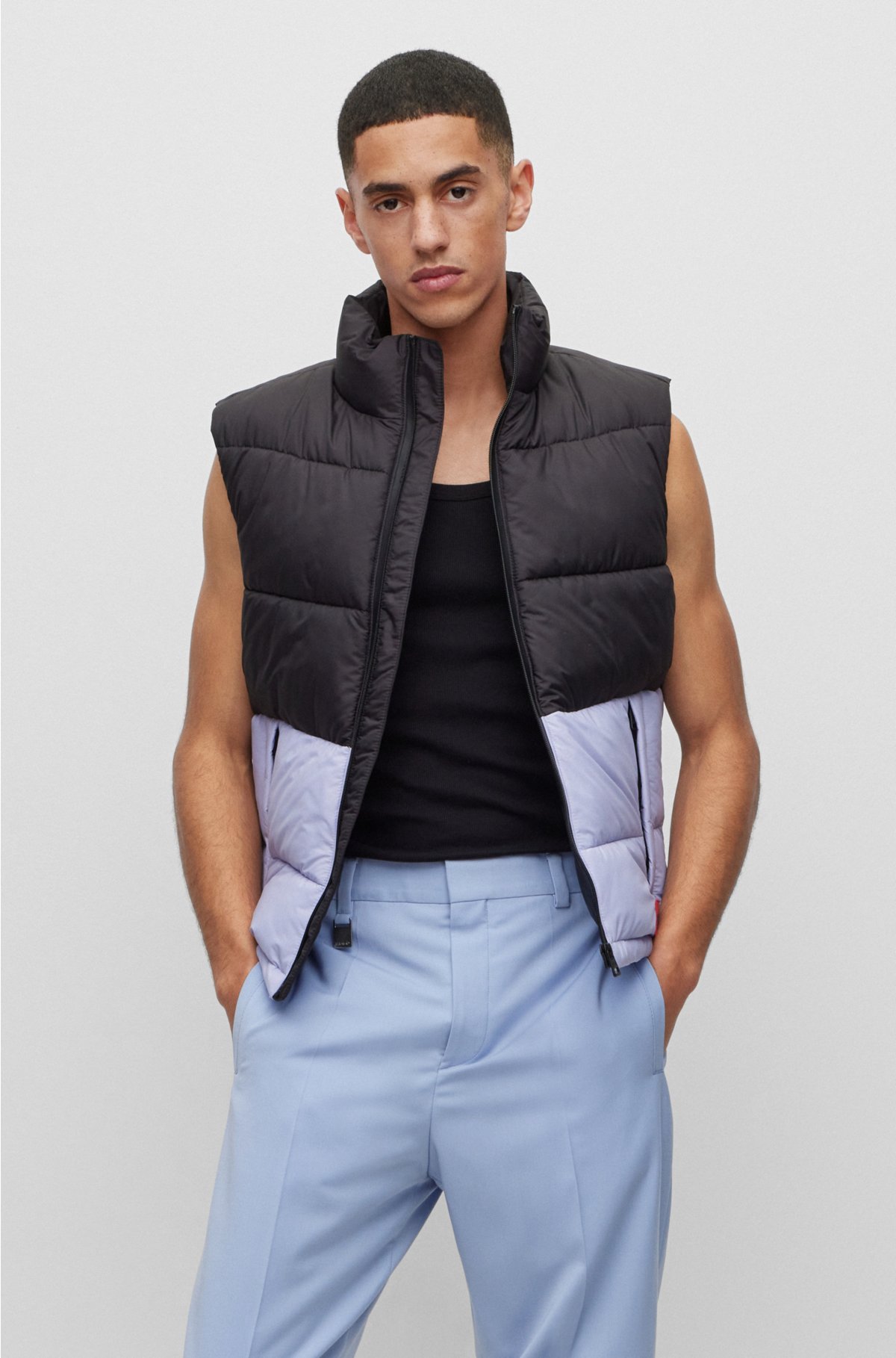 Zara - Cropped Puffer Vest - Black - Men