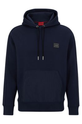 HUGO - Relaxed-fit cotton-blend hoodie with framed logo