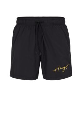 Hugo Boss Swim Shorts With Handwritten Logo In Black