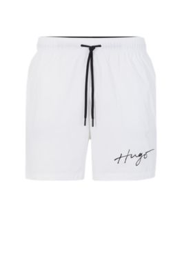 Hugo Swim Shorts With Handwritten Logo In White