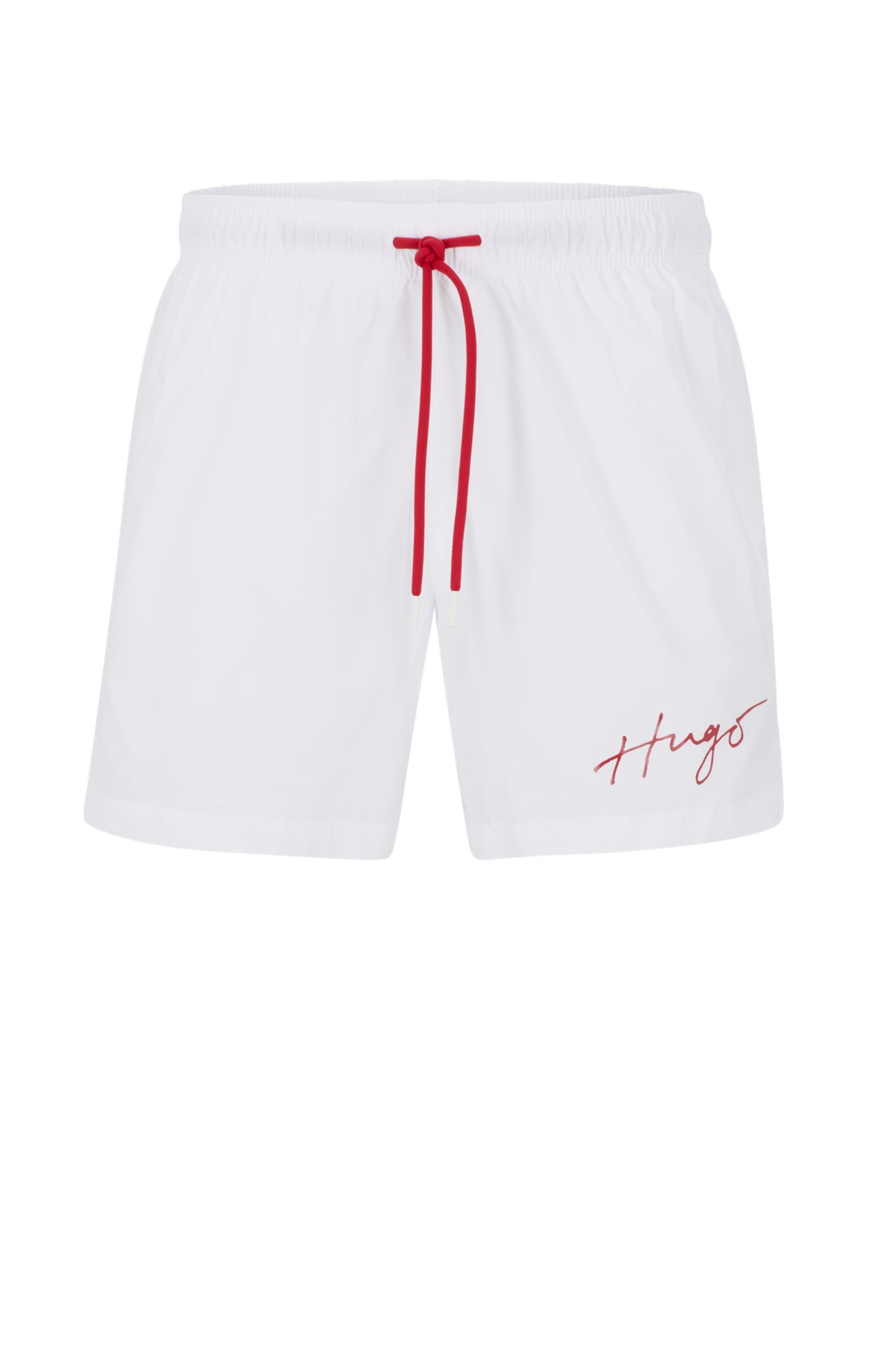 Swim shorts with handwritten logo, White
