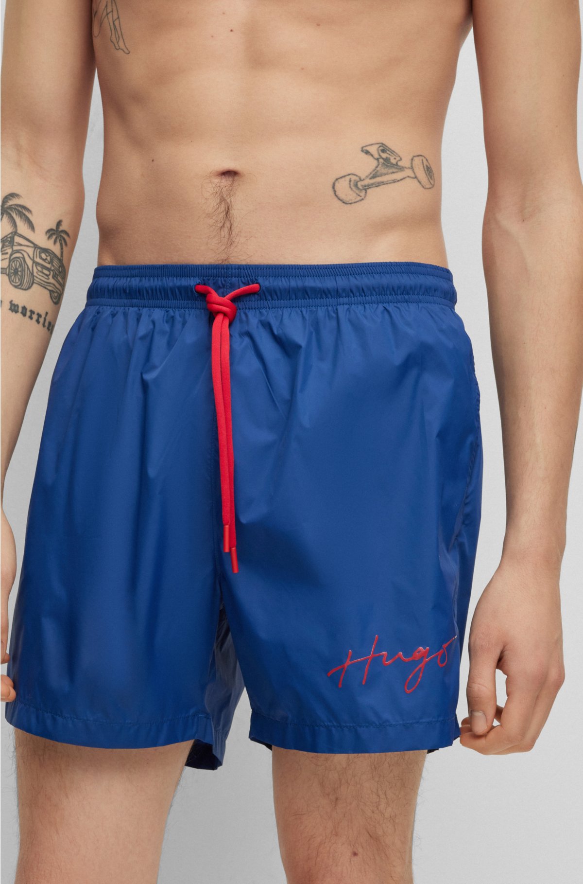 Swim shorts with handwritten logo, Dark Blue