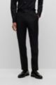 Slim-fit trousers in a patterned wool blend, Black