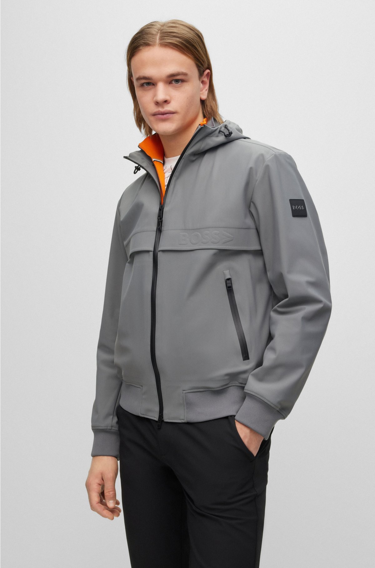 Insister Ithaca Troubled BOSS - Water-repellent blouson jacket with 3D logo print
