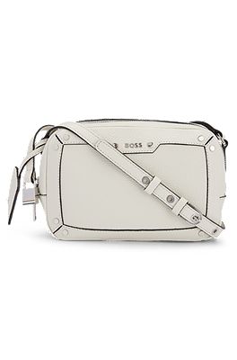 BOSS Grained leather crossbody bag with hardware trims