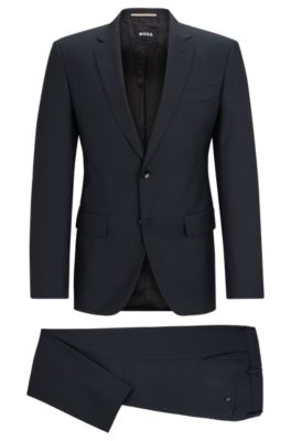 Hugo Boss Slim-fit Two-piece Suit In Virgin Wool In Dark Grey