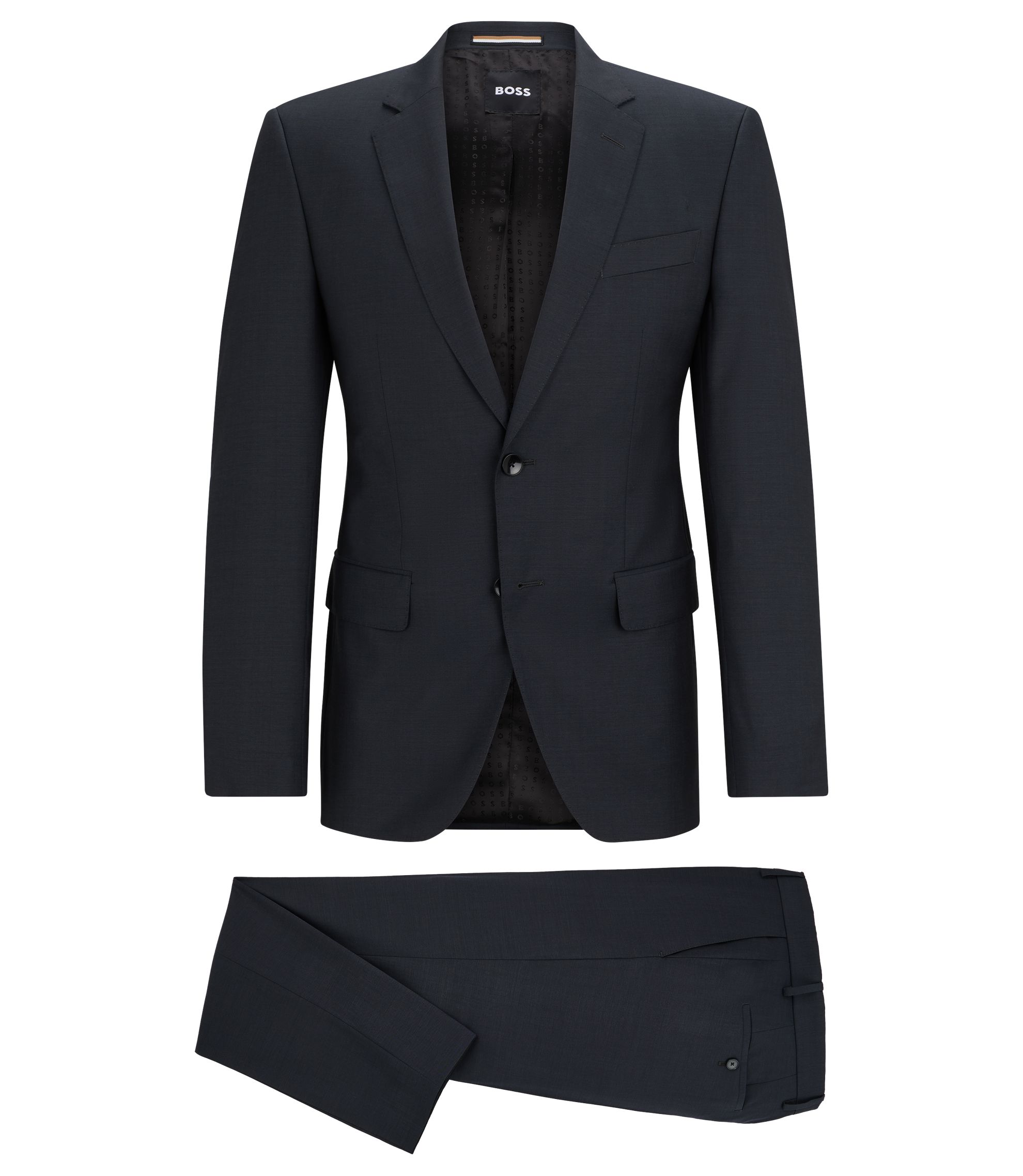 BOSS Slim-fit two-piece suit in wool Dark Grey
