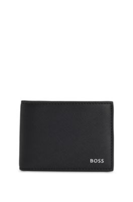 Wallet with logo detail and signature stripe, Black