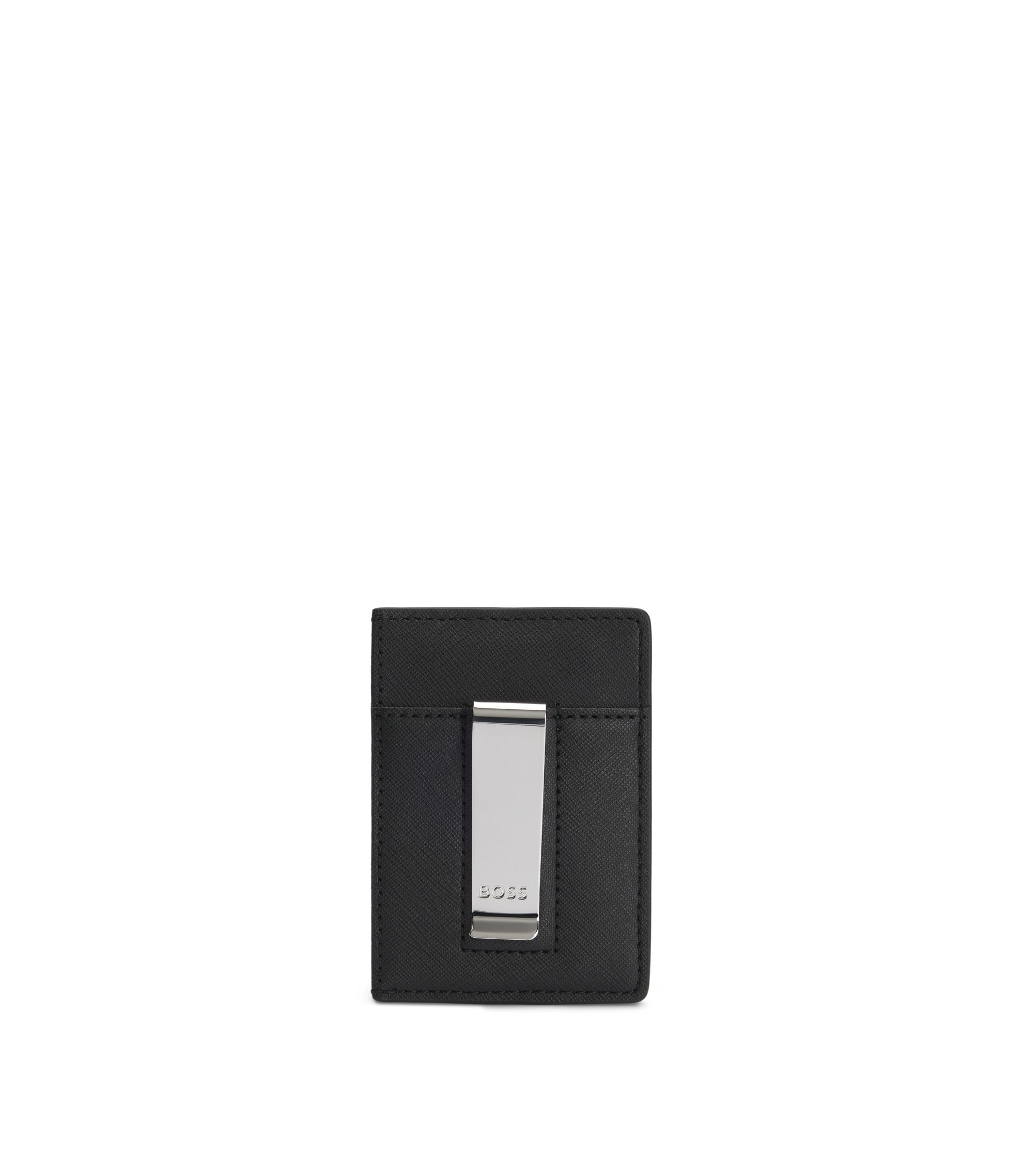 BOSS Logo-detail card holder with money clip Black