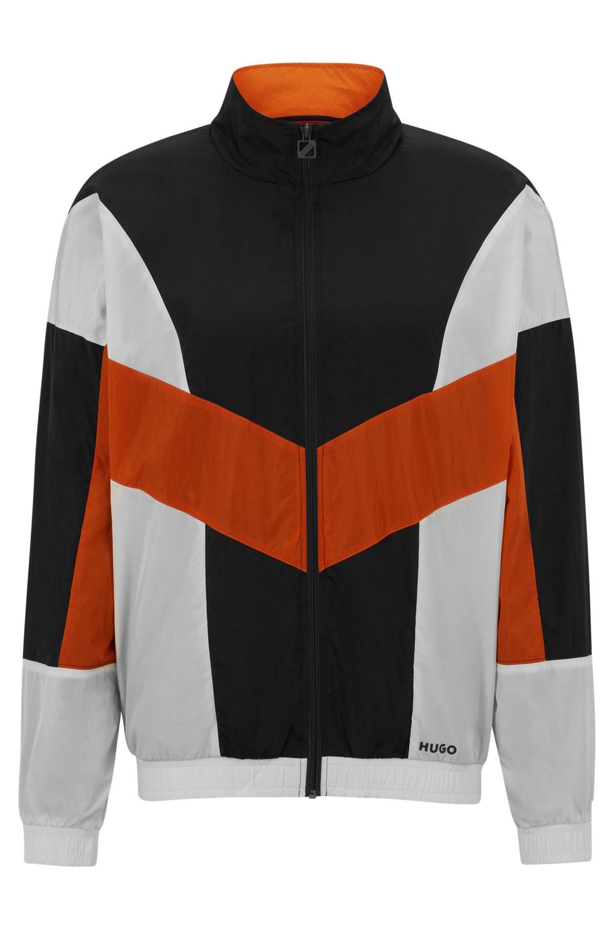 HUGO - Colour-blocked zip-up jacket with logo print