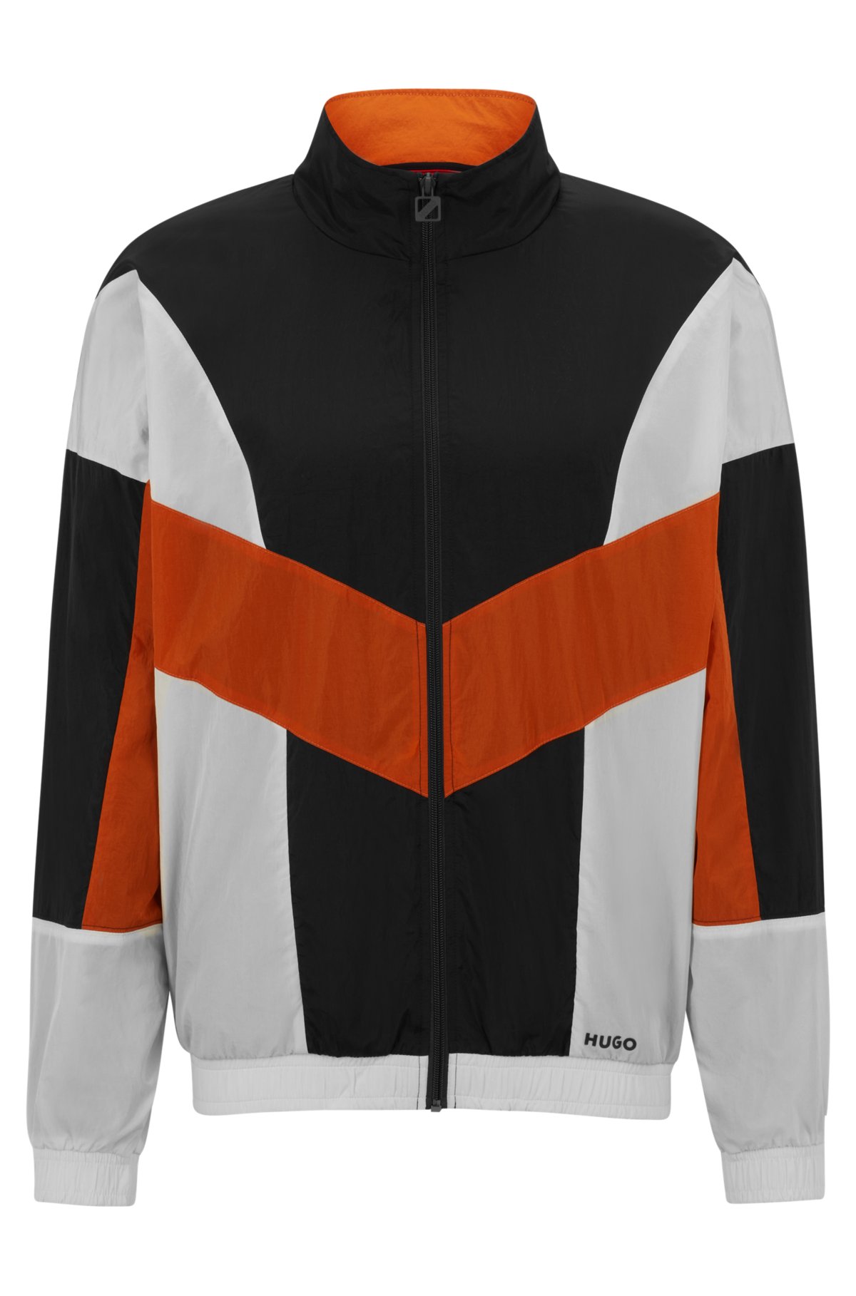 HUGO - Colour-blocked zip-up jacket with logo print