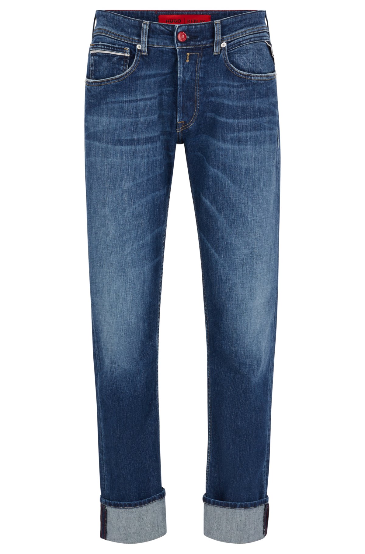 Meevoelen gemiddelde houten HUGO - HUGO | REPLAY straight-fit jeans in dark-blue stretch denim