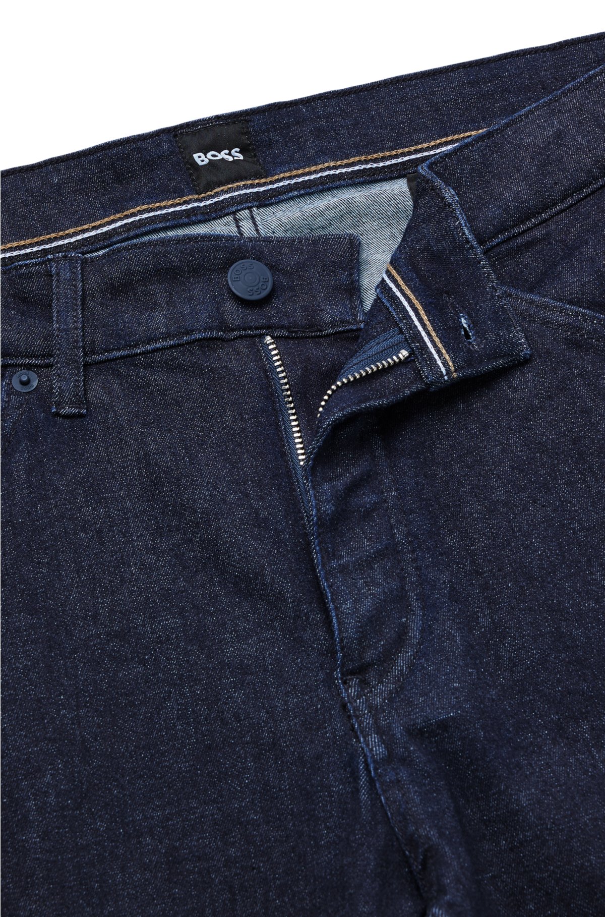 BOSS   Tapered fit jeans in indigo supreme movement denim