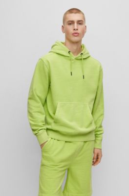Hugo Boss Cotton-blend Relaxed-fit Hoodie With Embroidered Logo In Green