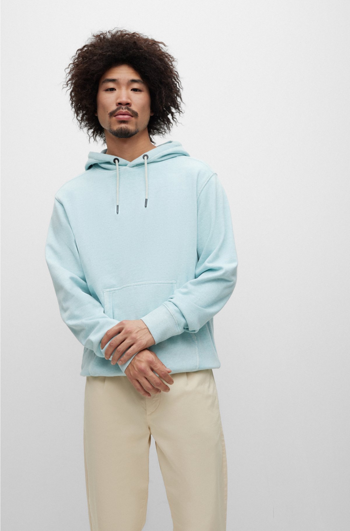 BOSS - Cotton-blend logo embroidered with relaxed-fit hoodie