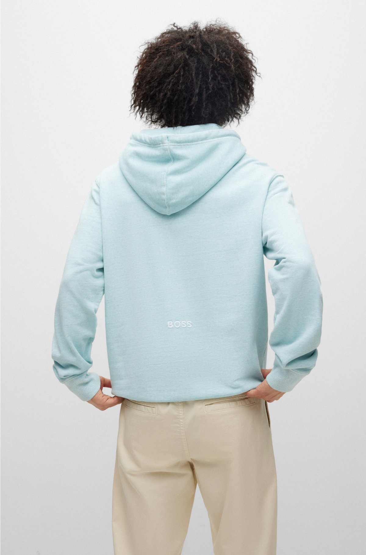 BOSS - Cotton-blend relaxed-fit with logo hoodie embroidered