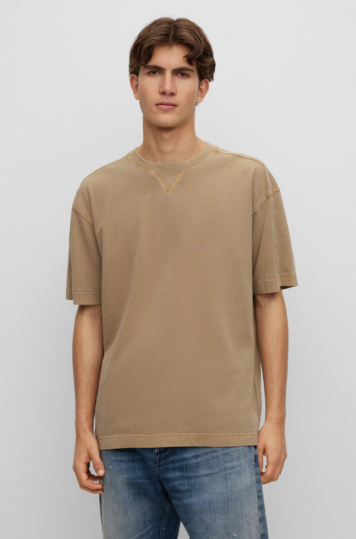 BOSS - Cotton-jersey oversize-fit T-shirt with embroidered logo
