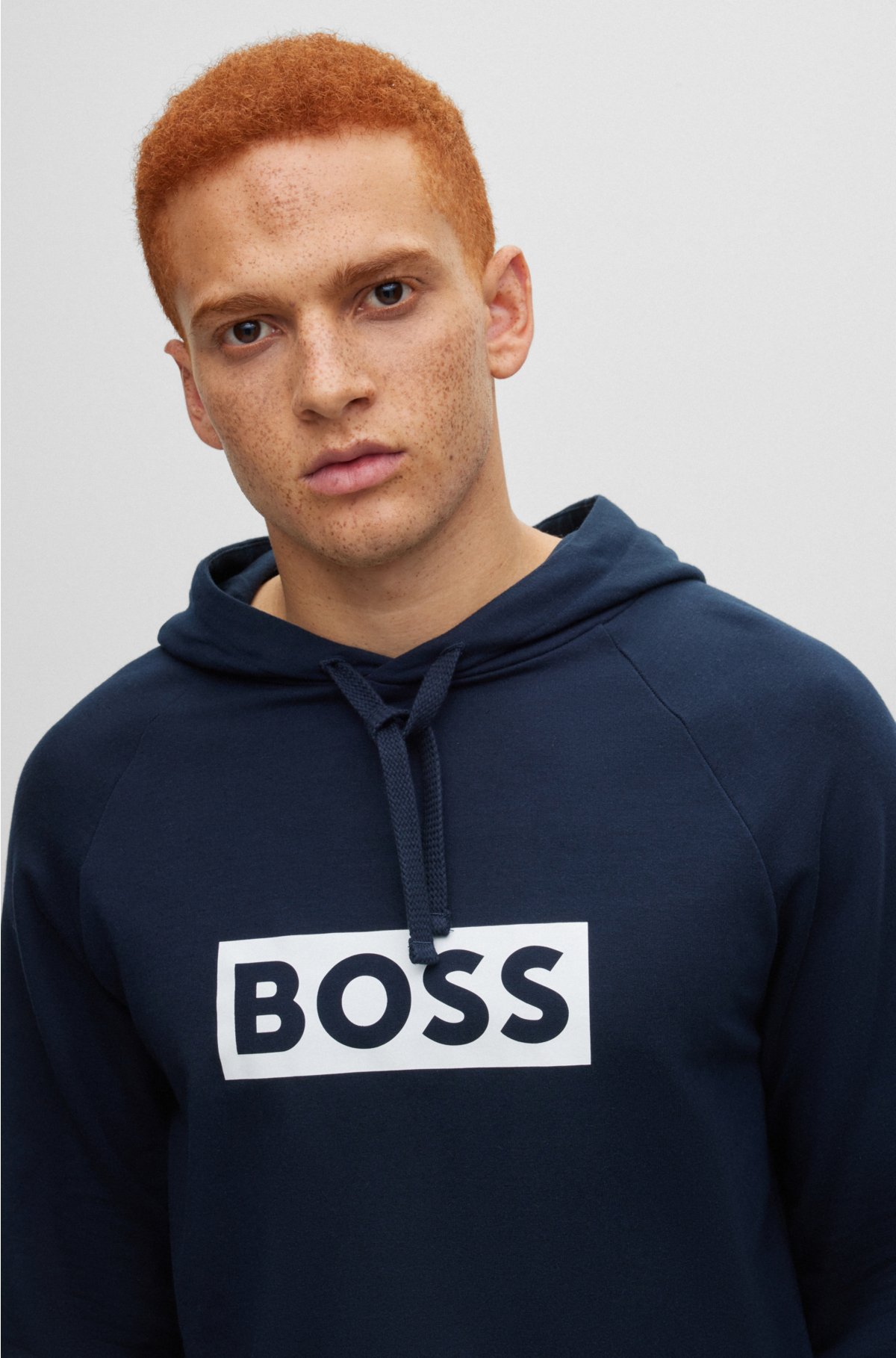 BOSS - Regular-fit hoodie in French terry with logo print
