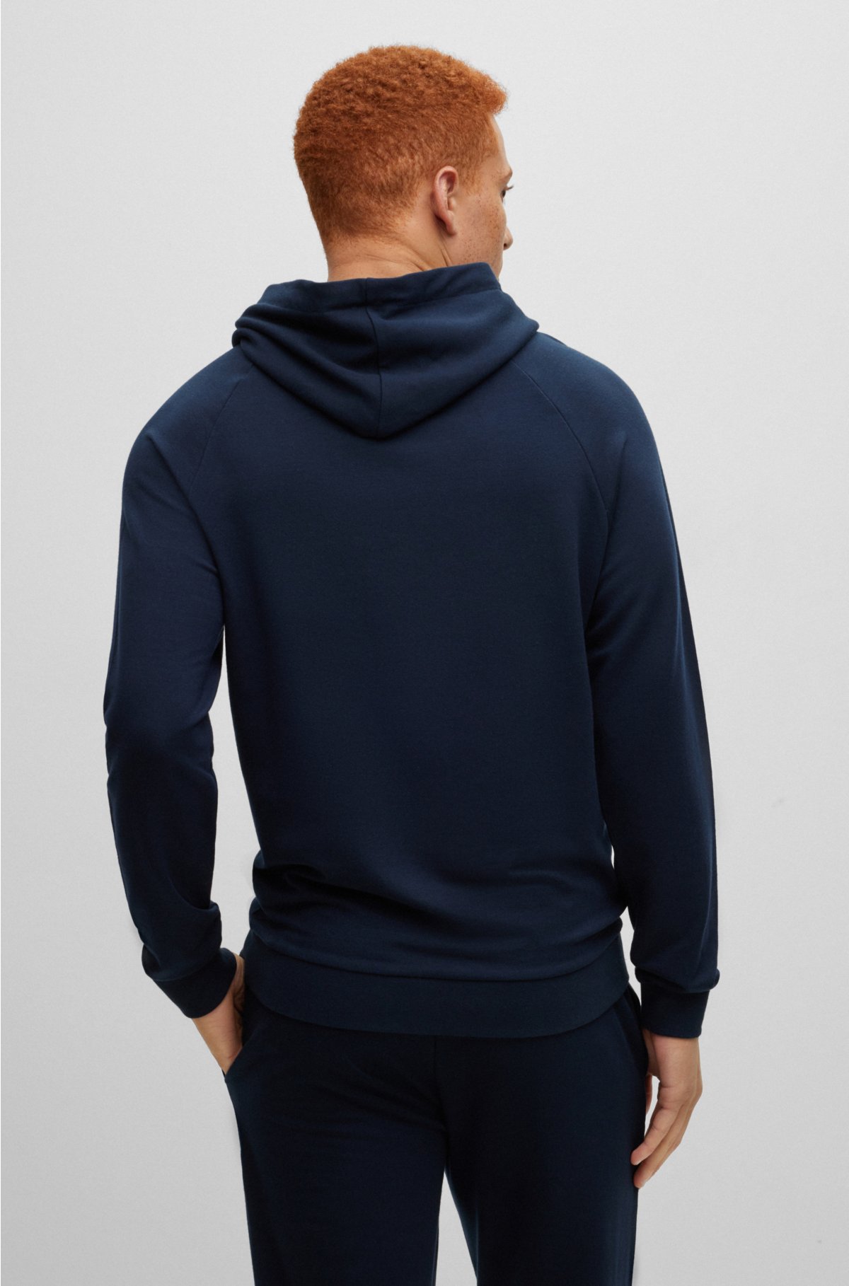 BOSS - Regular-fit hoodie with French logo print in terry