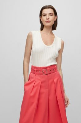 HUGO Damen Dialta Top – Slim Fit, ärmellos Mit Rundhalsausschnitt Für Den Alltag