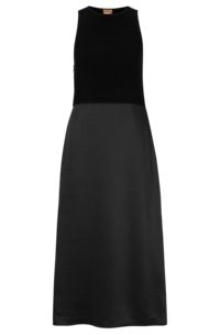 Slim-fit sleeveless dress in tonal fabrics, Black