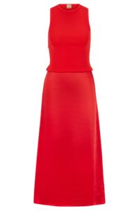 Slim-fit sleeveless dress in tonal fabrics, Light Red