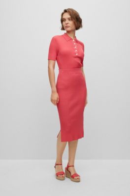 BOSS Slimfit ribbed top with pressstud placket